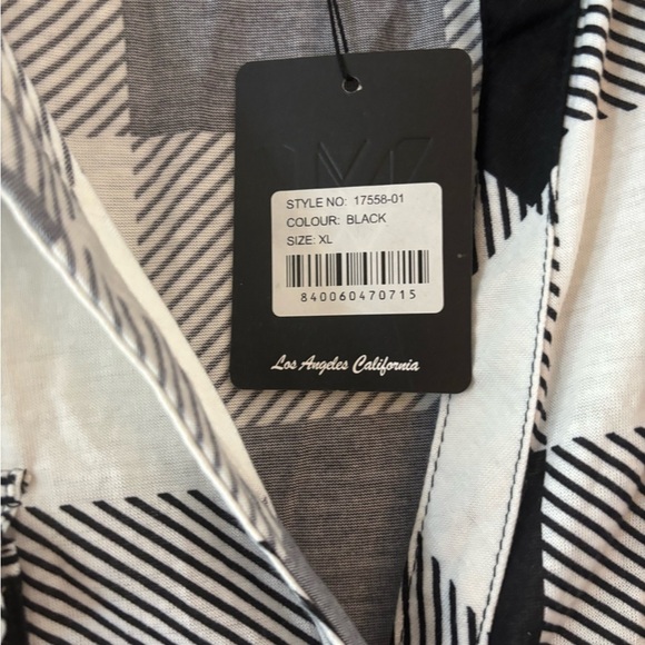 White Mark XL LS Polyester Pockets Large Checked Design Black & White - Picture 3 of 12